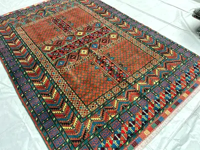 150 x 200 cm | 5x7 ft | Beautiful fine quality turkmen Ensi Parda Carpet