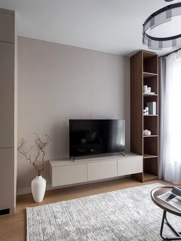 Modern Wall Mounted TV Unit with Tall Display Bookshelf