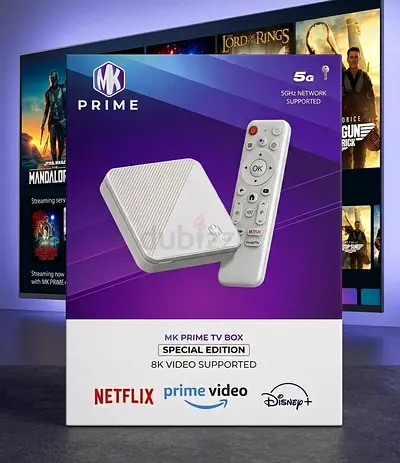 MK Prime 8K Streaming TV Box (5G, Netflix/Prime/Disney+) - Like New