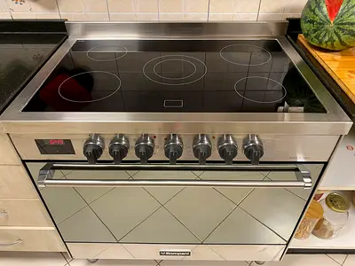 Bompani Electric Ceramic Cooker 5 Burner Size 90x60 cm Stainless Steel Model - BO683DX