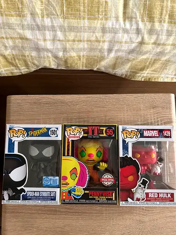 Funko Pop Collection - Red Hulk, Pennywise, and Spider-Man Symbiote Suit