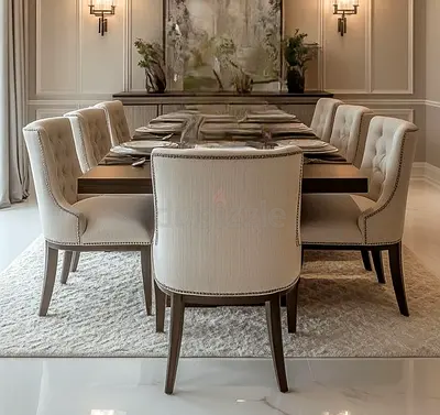 New Modern Dining Set (Table + 7 Chairs) -Made to Order-Mina Al Arab