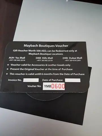 Maybach Boutiques Gift Voucher (Mall) - Unused