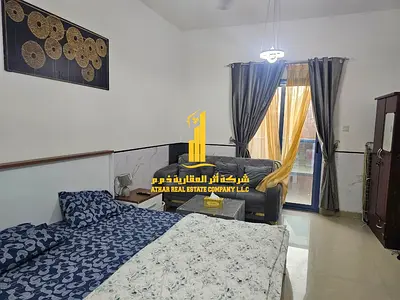 Luxury studio with balcony and open view, fully furnished, all bills included, for monthly rent in Al Nuaimiya Towers C – Ajman ✨
