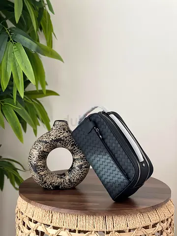 Bottega veneta watch bag Black Woven Travel Toiletry Bag / Dopp Kit - Compact Zip Pocketed