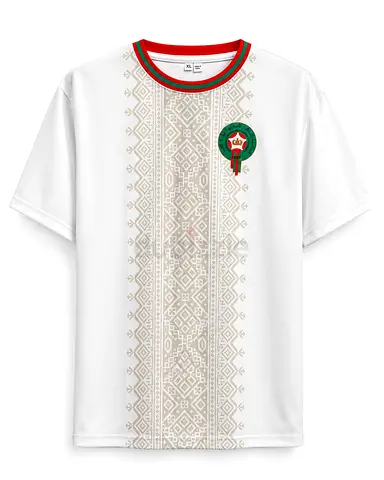 Shirt Morocco White Football Fan Jersey – Premium Moroccan Pattern Sports T-Shirt | Unisex