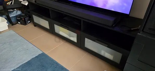 BRIMNES TV bench - Black TV Entertainment Unit with Frosted Drawer Fronts