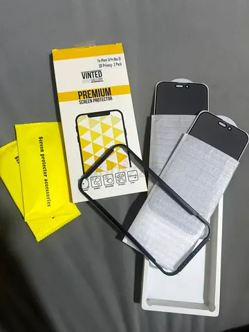 Set of 2 Tempered Glass Screen Protectors with Frame for iPhone 14 Pro Max