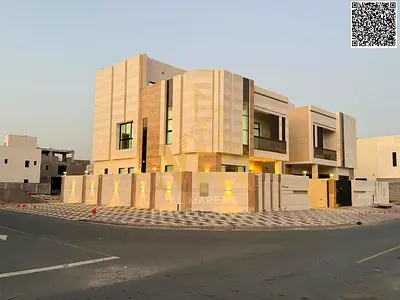 Luxury corner villa for sale in Al Bahia, two floors and a roof, 6 master bedrooms