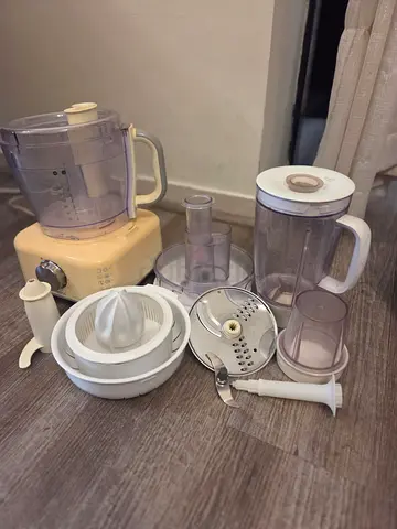 Used multifunction food processor with multiple attachments - working condition