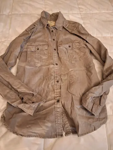 American Eagle denim grey shirt S