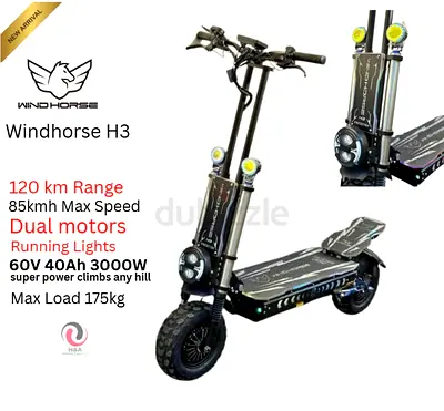 Wind Horse Electric Scooter 3000W120KM Range 85KM Speed, H3