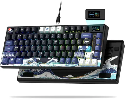 Xvx Womier S-K80 75% Color Multimedia Display Keyboard, Mechanical Gaming Hot Swappable Rgb Custom K