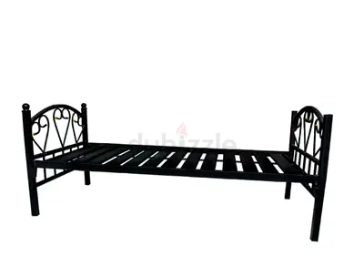 Single Metal Bed Frame - Black, Sturdy Slatted Base