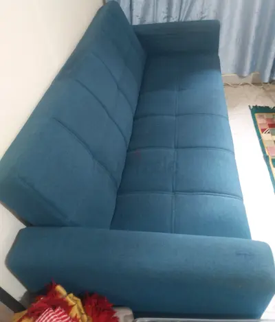 Blue Fabric 3 Seater Sofa cum bed