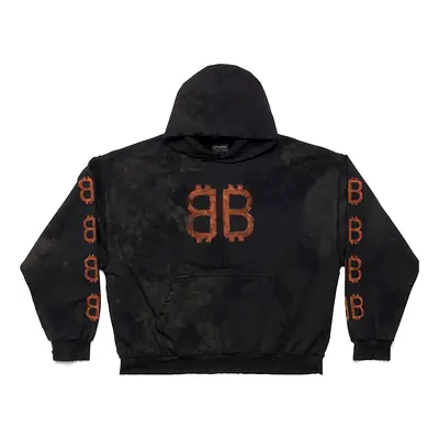 Balenciaga Crypto Hoodie Medium Fit Black Faded