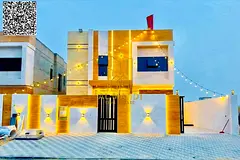 Own your dream villa Modern design with a yard , registration fees included . Close to the mosque an