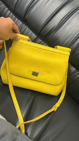 Dolce  Gabbana Lemon Yellow Pebbled Leather Small Top Handle or Shoulder Bag