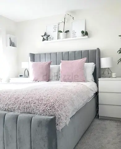 Brand New Double Size Bed Frame With Medical Mattress. Stylish Fabric Bed Frame With Mattress