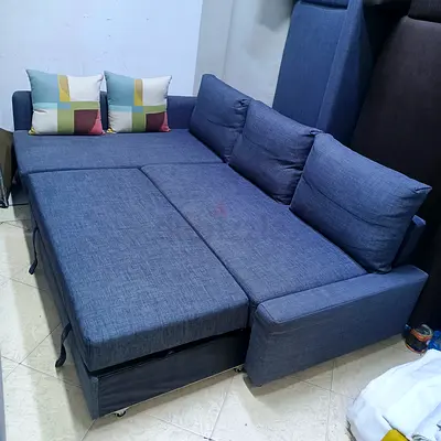 Convertible L-shape Sofa Bed - Fabric, Good Condition
