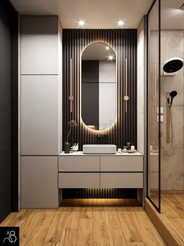 Modern Bathroom Vanity Set with Wall Cabinet and Mirror