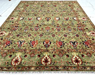 240 x 300 cm | 2.4x3 meters | 8x10 ft Beautiful fine quality Green Afghan Sultani Carpet