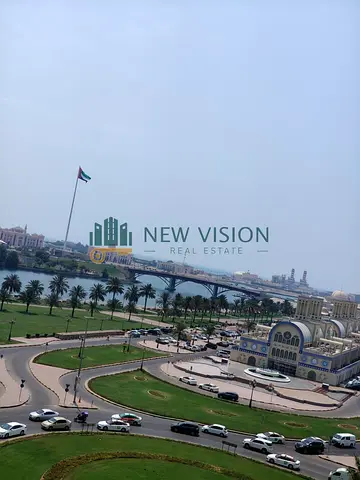 Spacious Three Bedroom Apartment for Rent in Al Majaz 1 with a stunning sea view. Features a master bedroom, maid room, large balcony, built in wardro