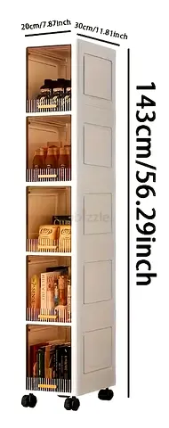Slim 5-Tier Mobile Storage Cabinet on Wheels