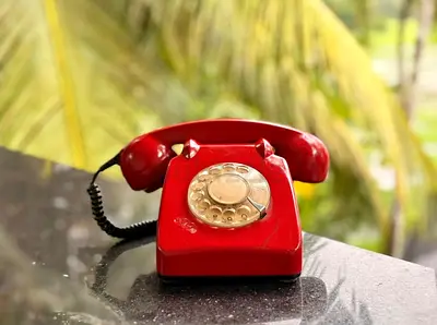 Vintage Red Rotary Dial Telephone