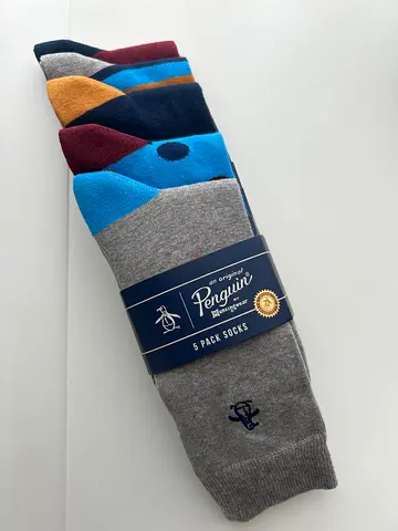 Pack of 5 Brand New Penguin Mens Socks - Mixed Colors, 41-46