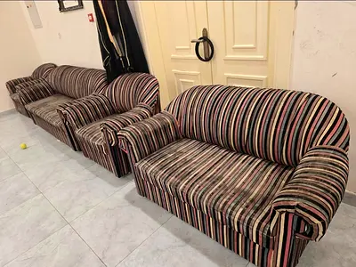 Fabric Sofa Set with Striped Pattern