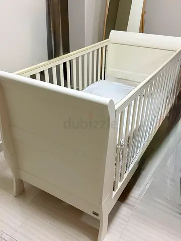 White Wooden Baby Crib - Good Condition