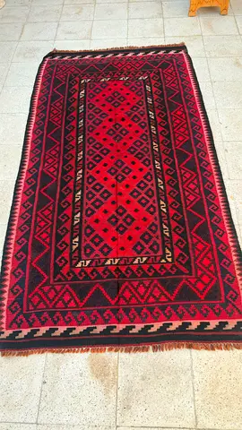 Handwoven Red Geometric Middle Eastern/afghan Rug -