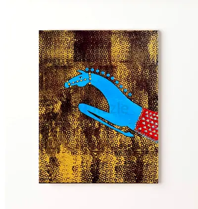 Hand-painted Blue Horse Artwork on Canvas - Unique Decorative Painting