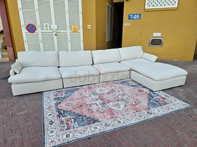 4 seater home feather filled sofa with footstool