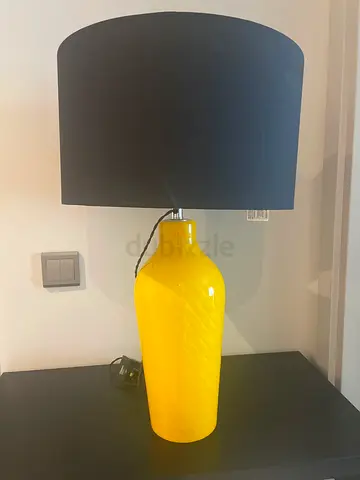Modern Yellow Glass Table Lamp with Black Shade