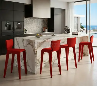 ROCHE BOBOIS CHABADA RED FABRIC BARSTOOLS DESIGNER MARINA LUXURY NATUZZI BAR STOOL