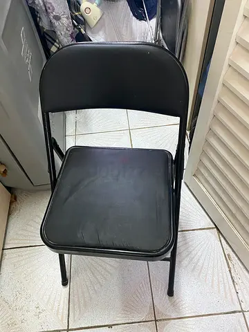 Black Metal Folding Chair - Comfortable Padded Seat