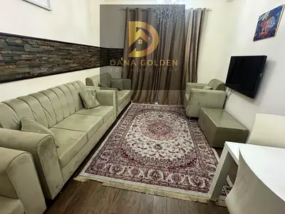 Two rooms, a hall, balcony, ,2 bathroom, furnished with hotel furniture, 4499 dirhams with internet, Burj Manaze 2l.