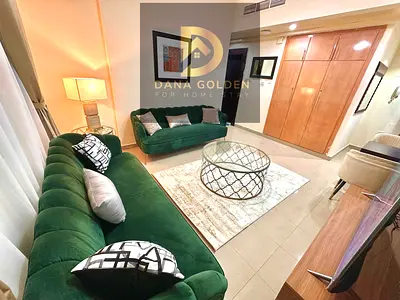 One bedroom, living room, and balcony with a beautiful garden view. Furnished with hotel-style furniture. First occupancy.