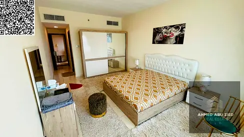 A magnificent, spacious one-bedroom and living room apartment—fully furnished with brand-new furniture—available for annual rent in the Orient Towers,
