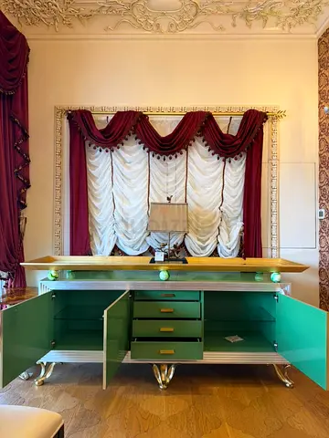 Vintage-style green sideboard / buffet with gold accents
