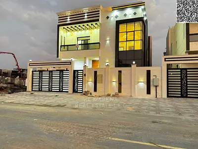 A villa with all electricity, water and air conditioning fees included, on the main street, ready to move in, in the most prestigious areas of Ajman,