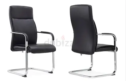 Used Black Leather Visitor/Conference Chair with Chrome Cantilever Frame