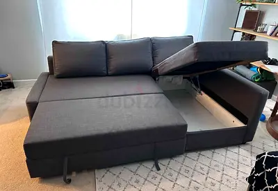 Modern L-Shaped Sofa Bed with Built-in Storage