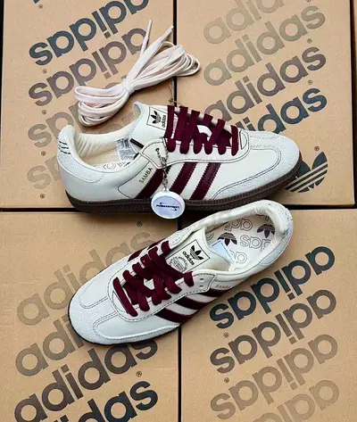 Adidas Samba OG sneakers, white with burgundy stripes, size available