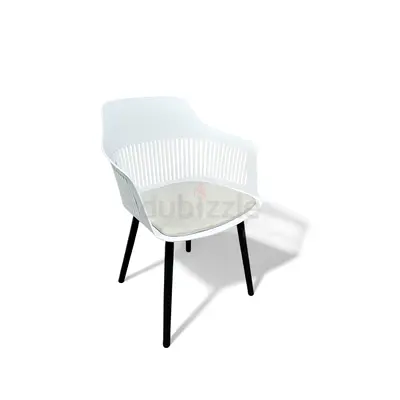 White Modern Plastic Dining Chair with Cushion