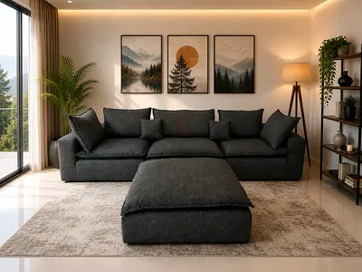 Large Family Feather Sofa Spacious Family Sofa with Ottoman Comfortable and stylish large sofa desi
