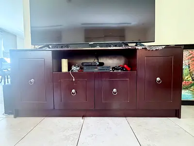 Dark Wood Media Console and Entertainment Center