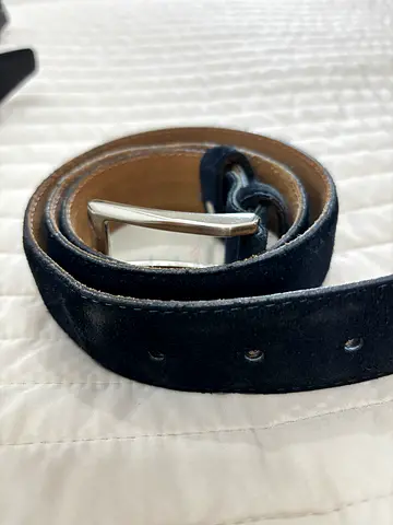 Real Leather Men Belt Dark Blue, 30 AED